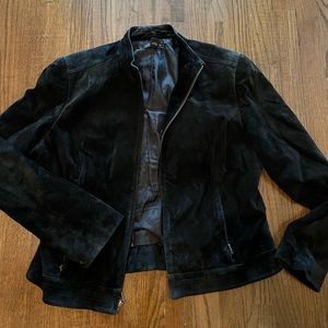 Vintage Valerie Stevens large fitted Suede jacket with normal wear.